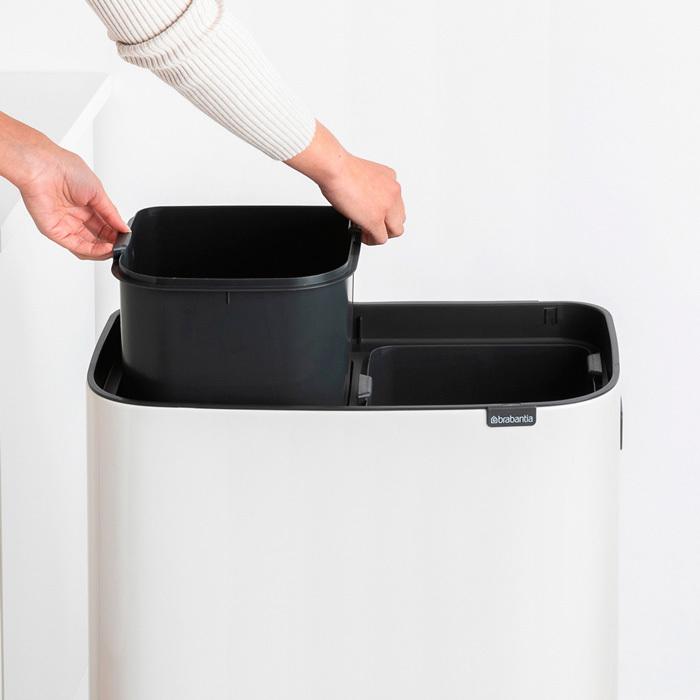 Brabantia Сміттєвий бак з ніжками 2х30 л білий Bo Touch Bin | https://grandposuda.com.ua