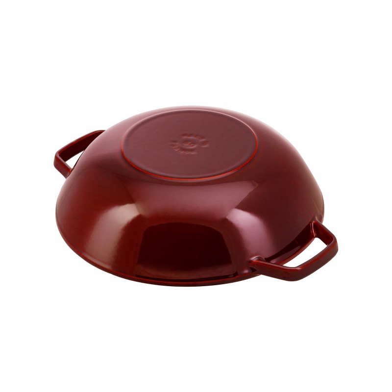 Staub Вок со стеклянной крышкой 30 см, гранат | https://grandposuda.com.ua