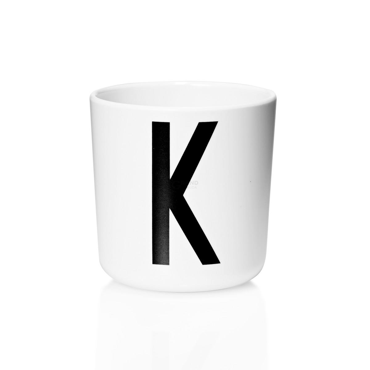 Design Letters Чашка K 7,5x7 см черно-белая Melamin Becher | https://grandposuda.com.ua