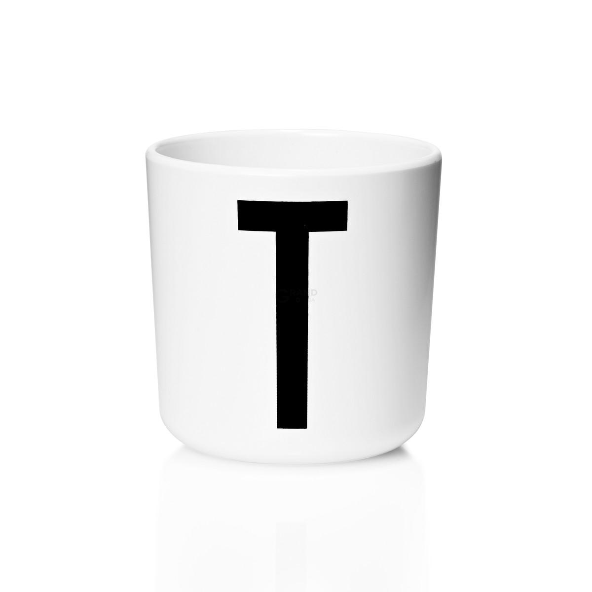 Design Letters Чашка T 7,5x7 см черно-белая Melamin Becher | https://grandposuda.com.ua