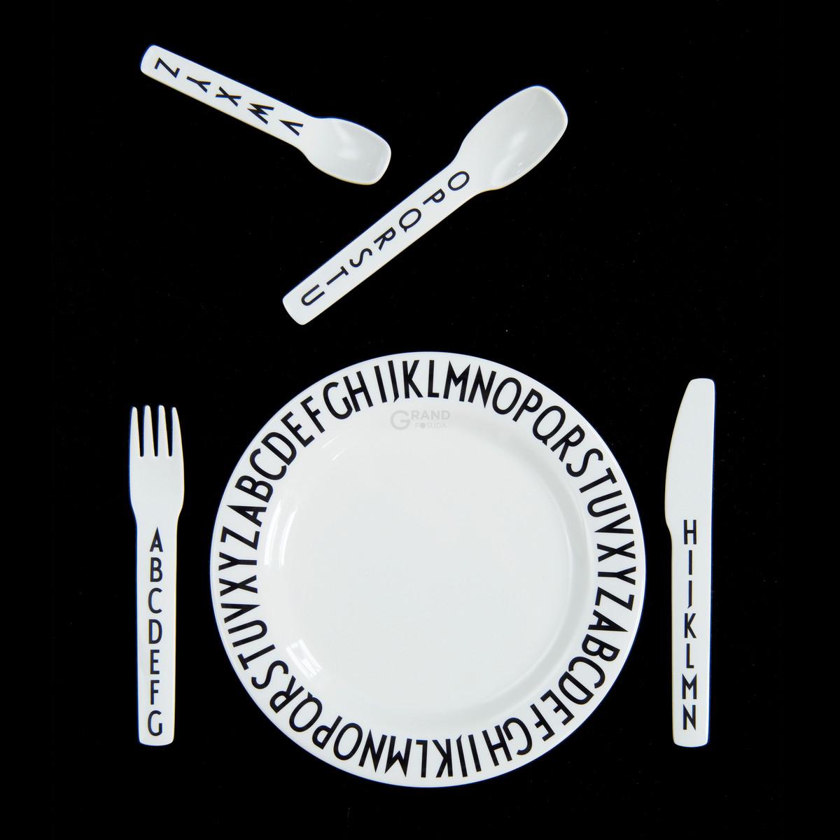Design Letters Детские столовые приборы 15,5/15,5/17/12,2 см AJ Melamin Besteck-Set | https://grandposuda.com.ua