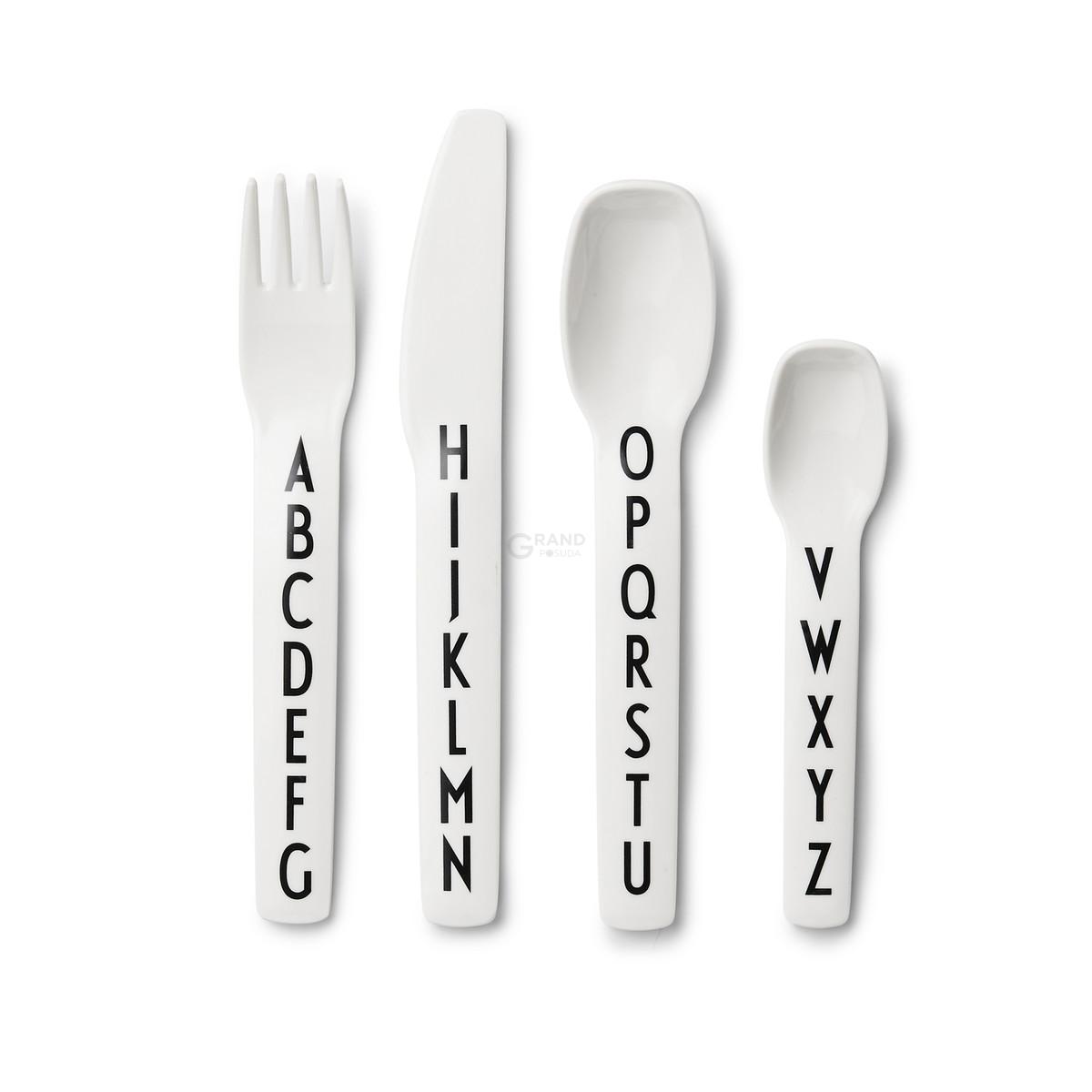 Design Letters Дитячі столові прибори 15,5 / 15,5 / 17 / 12,2 см AJ Melamin Besteck-Set | https://grandposuda.com.ua