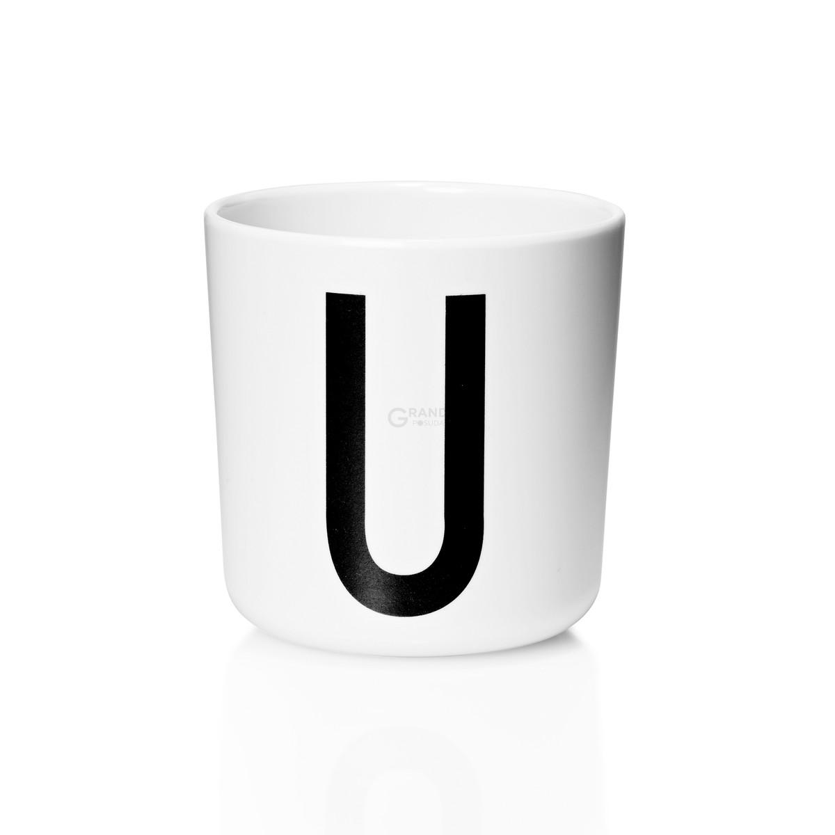 Design Letters Чашка U 7,5x7 см черно-белая Melamin Becher | https://grandposuda.com.ua