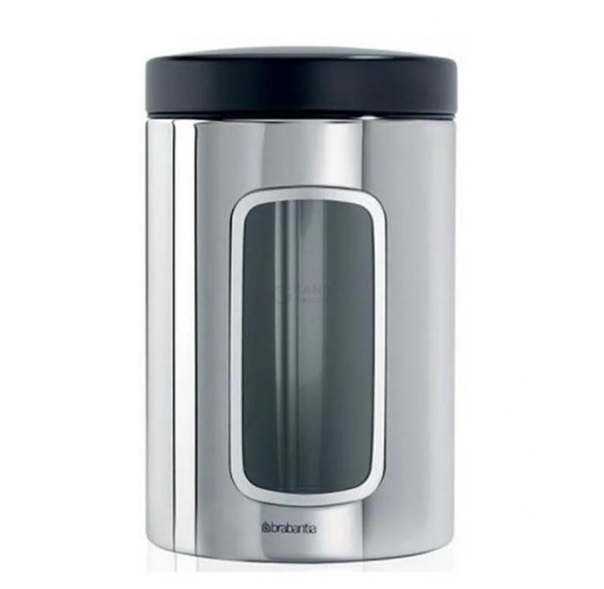 Brabantia Емкость для хранения сыпучих продуктов с окном 1,4 л глянцевая стальная с черной крышкой Brabantia Емкость для хранения сыпучих продуктов с окном 1,4 л глянцевая стальная с черной крышкой | https://grandposuda.com.ua