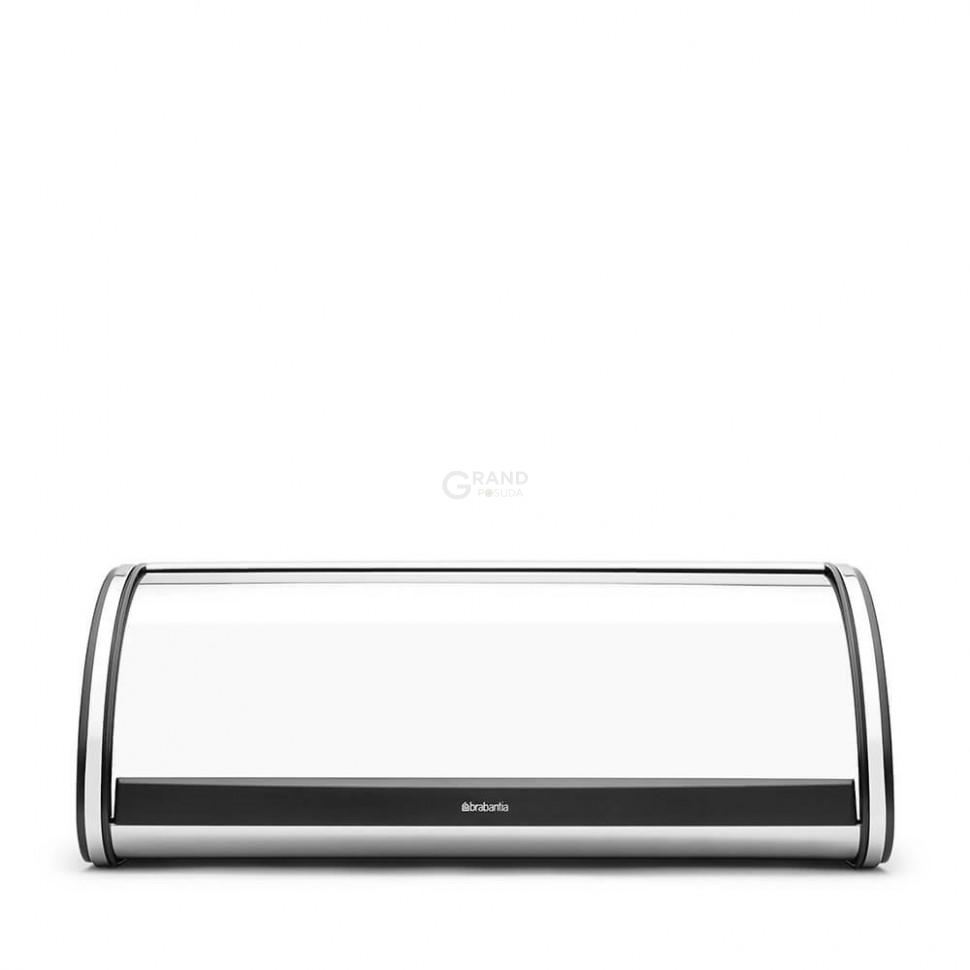 Brabantia Хлебница со сдвигающейся крышкой 17,5х44,8х27 см глянцевая стальная с черным | https://grandposuda.com.ua