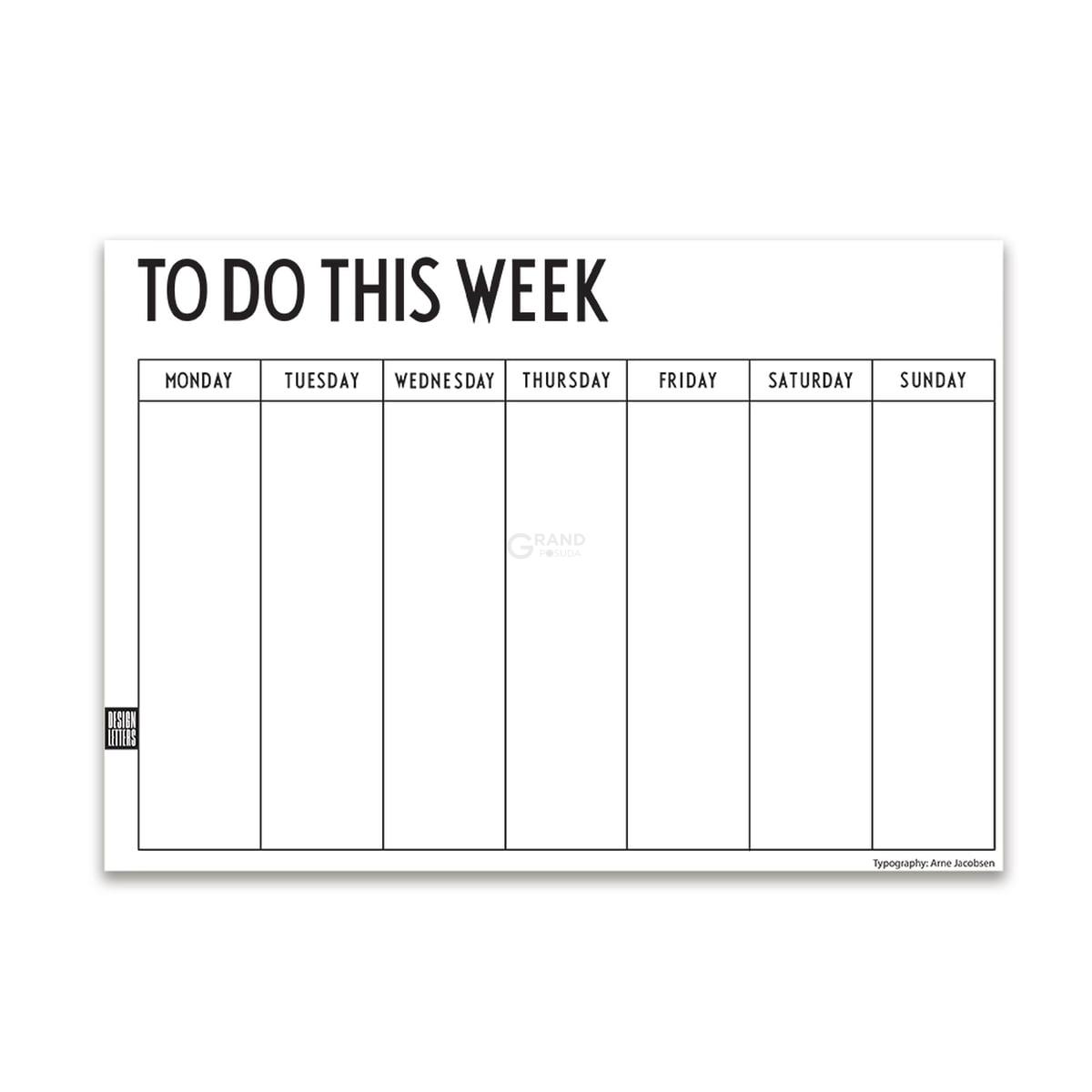 Design Letters Календарь 29,7x21 см белый Weekly Planner | https://grandposuda.com.ua