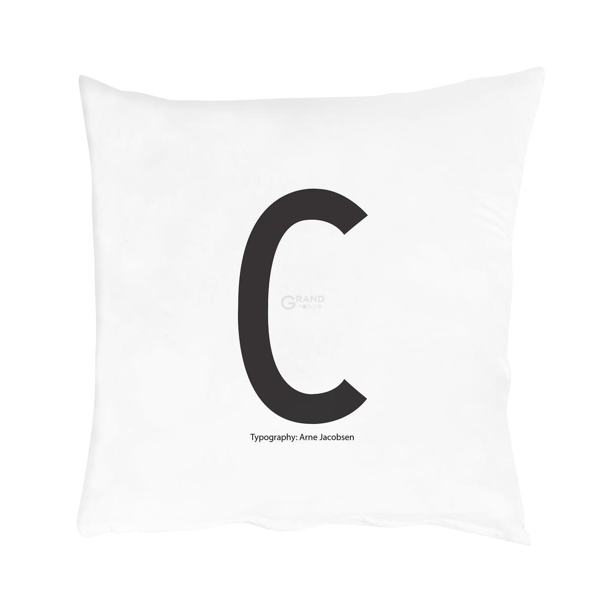 Design Letters Наволочка C 80x80 см черно-белая Kissenbezug von A-Z | https://grandposuda.com.ua
