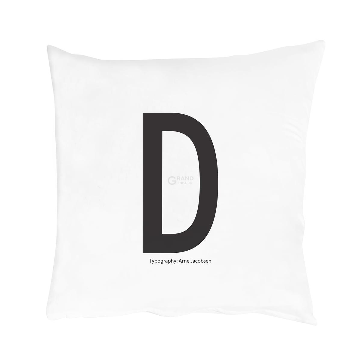 Design Letters Наволочка D 80x80 см черно-белая Kissenbezug von A-Z | https://grandposuda.com.ua