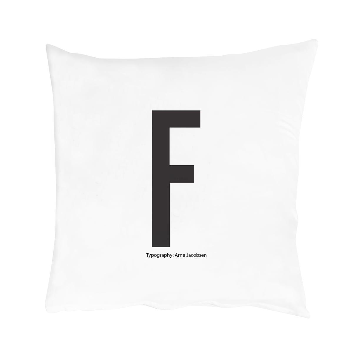 Design Letters Наволочка F 80x80 см черно-белая Kissenbezug von A-Z | https://grandposuda.com.ua