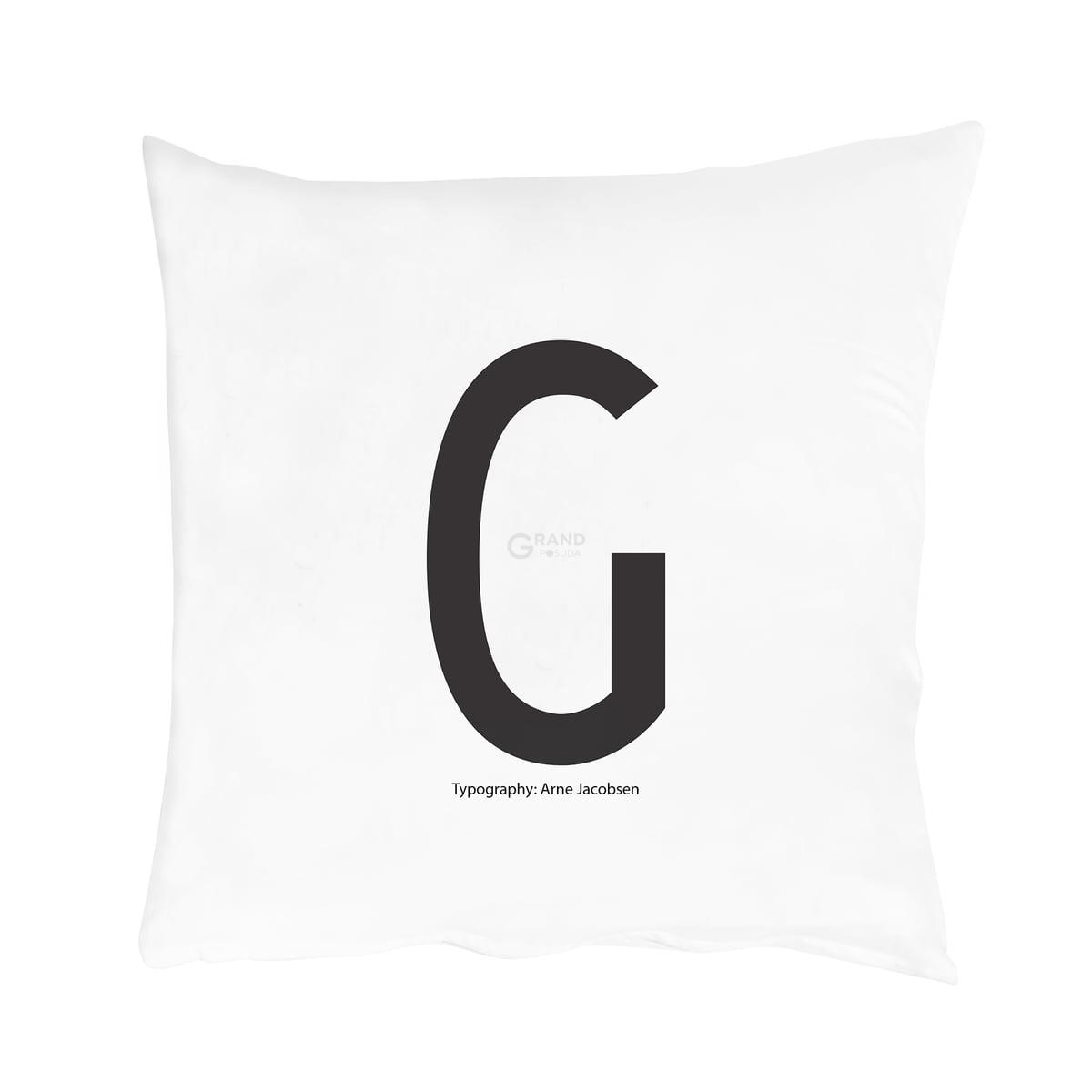 Design Letters Наволочка G 80x80 см черно-белая Kissenbezug von A-Z | https://grandposuda.com.ua