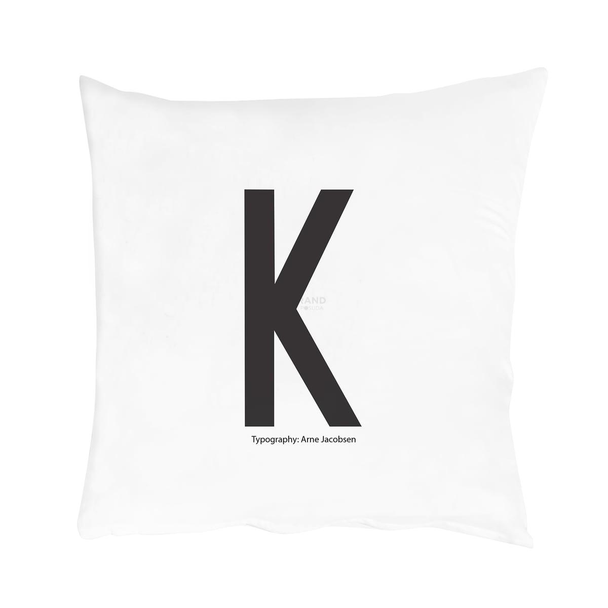 Design Letters Наволочка K 80x80 см черно-белая Kissenbezug von A-Z | https://grandposuda.com.ua