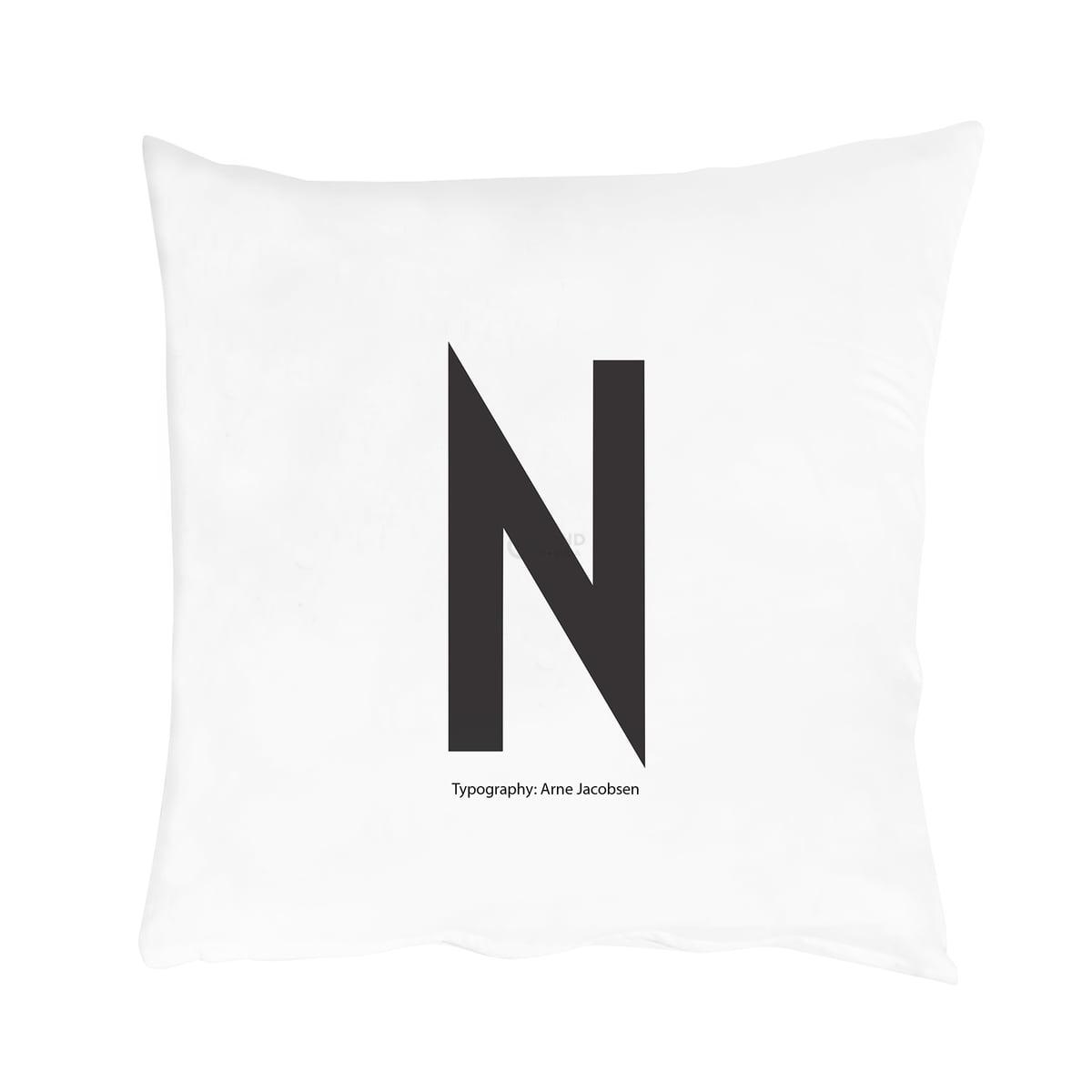 Design Letters Наволочка N 80x80 см черно-белая Kissenbezug von A-Z | https://grandposuda.com.ua