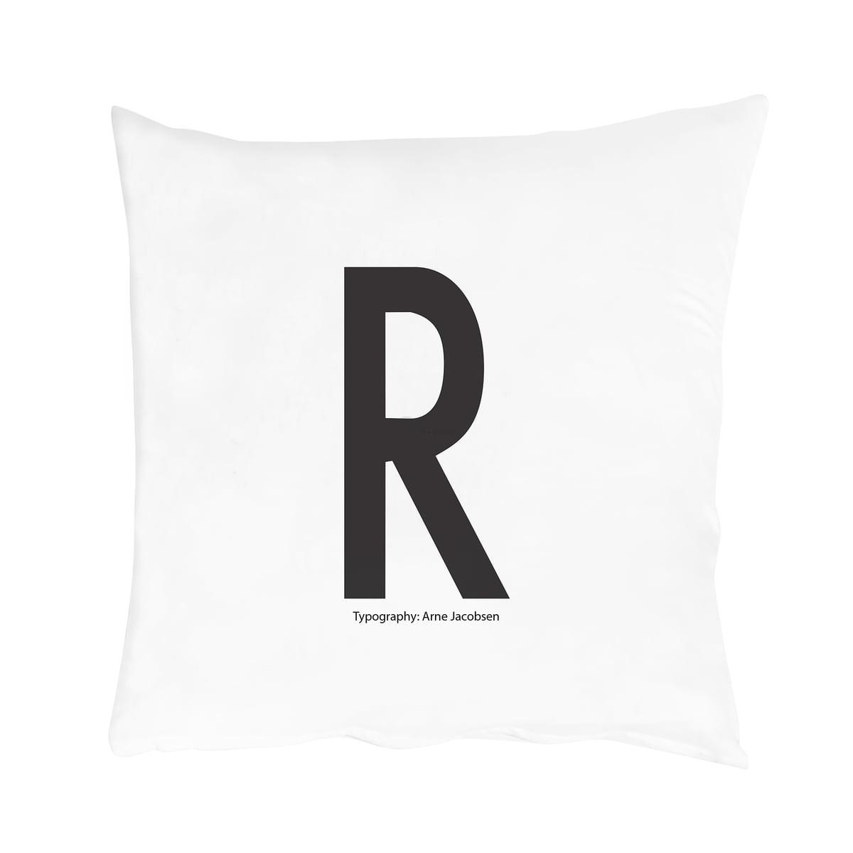 Design Letters Наволочка R 80x80 см черно-белая Kissenbezug von A-Z | https://grandposuda.com.ua