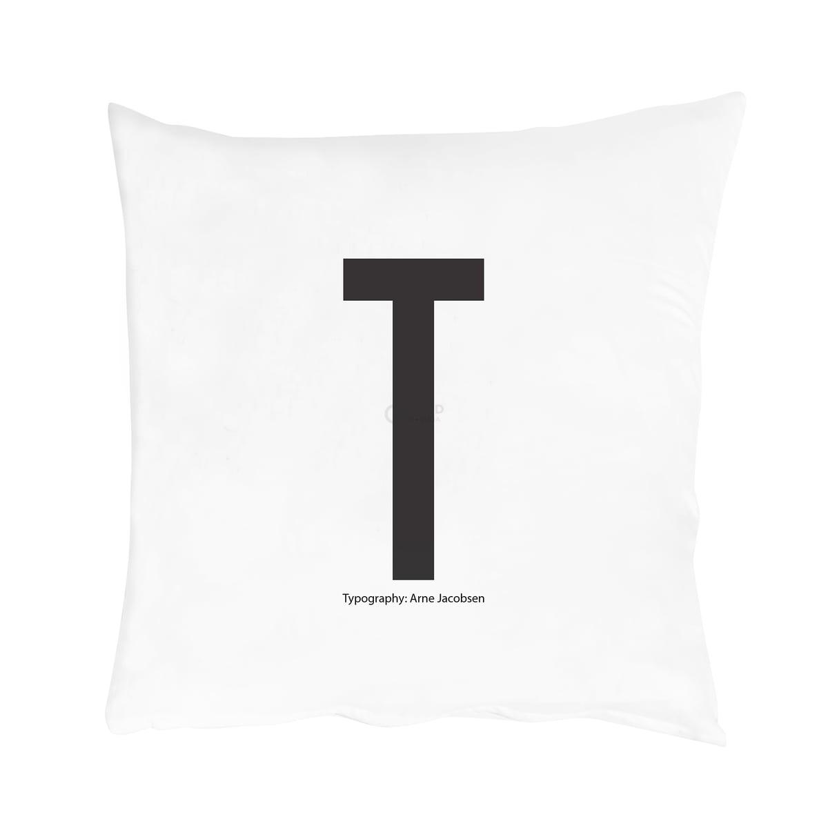 Design Letters Наволочка T 80x80 см черно-белая Kissenbezug von A-Z | https://grandposuda.com.ua