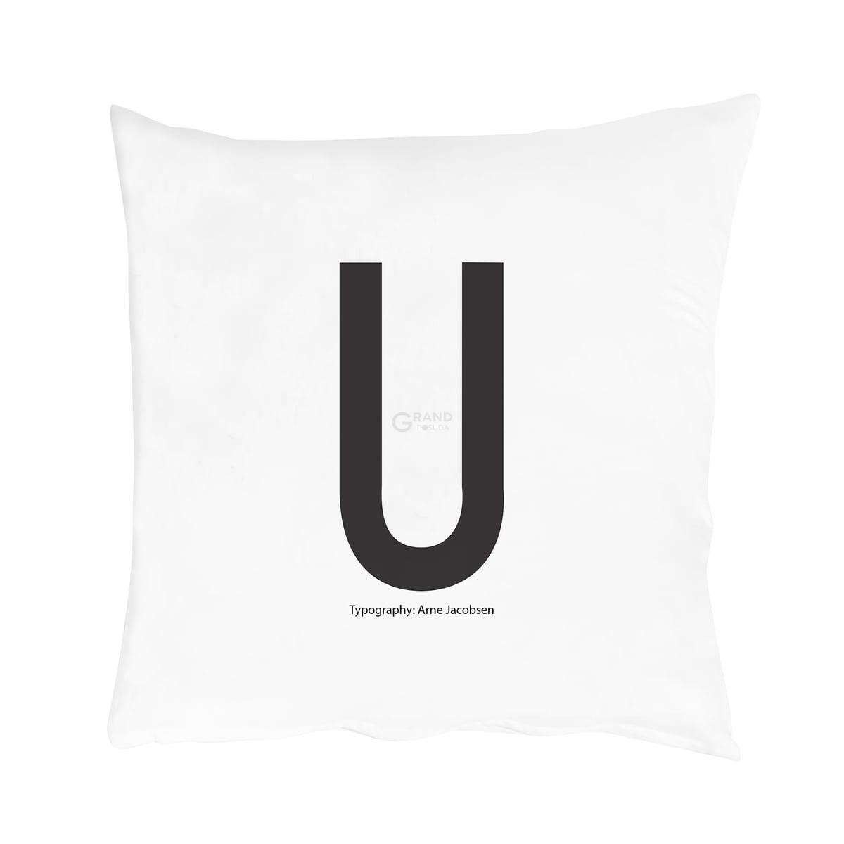 Design Letters Наволочка U 80x80 см черно-белая Kissenbezug von A-Z | https://grandposuda.com.ua