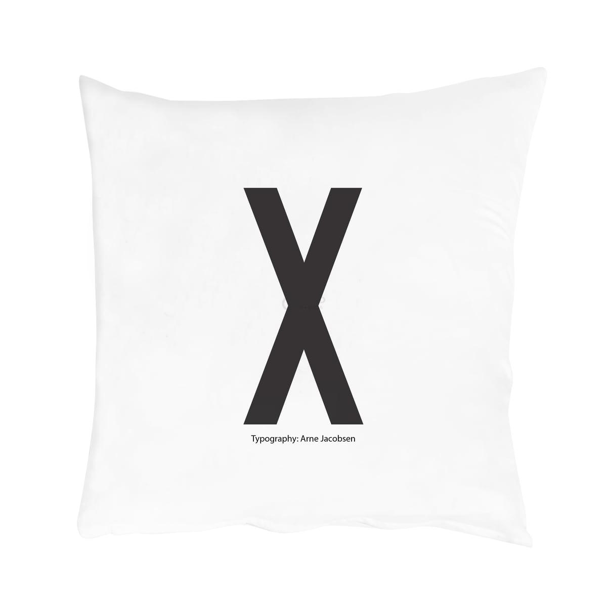 Design Letters Напірник X 80x80 см чорно-біла Kissenbezug von A-Z | https://grandposuda.com.ua