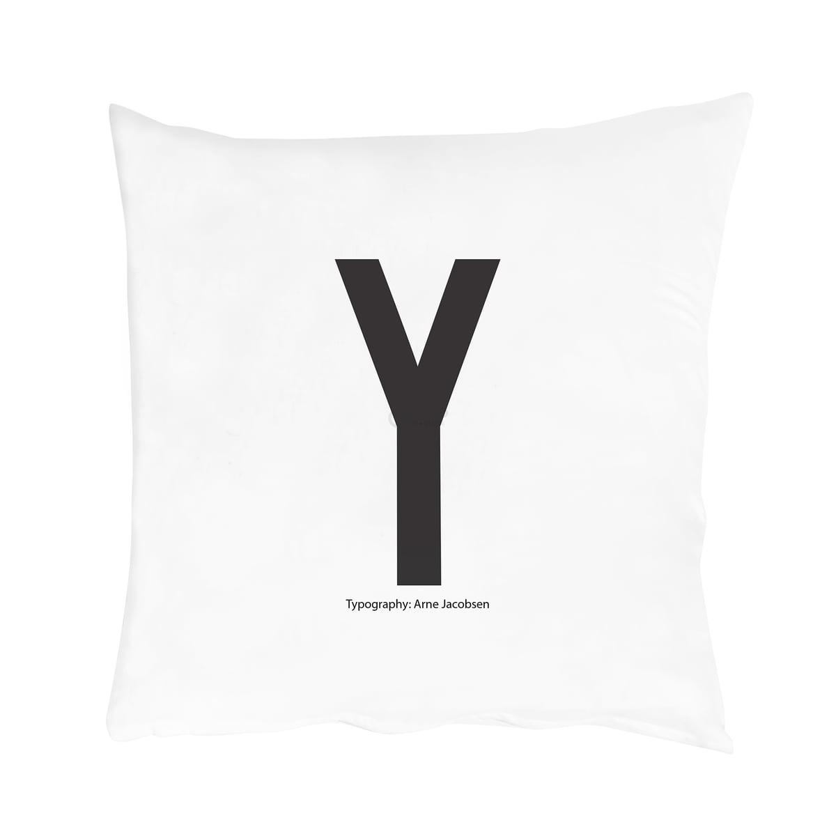 Design Letters Напірник Y 80x80 см чорно-біла Kissenbezug von A-Z | https://grandposuda.com.ua
