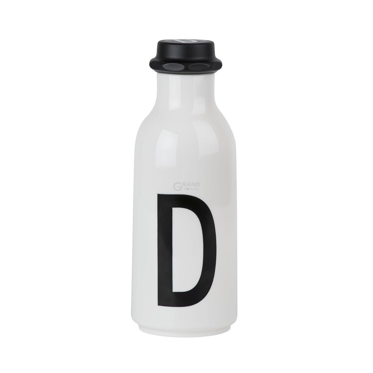 Design Letters Бутылка D 500 мл черно-белая Wasserflasche von A-Z | https://grandposuda.com.ua