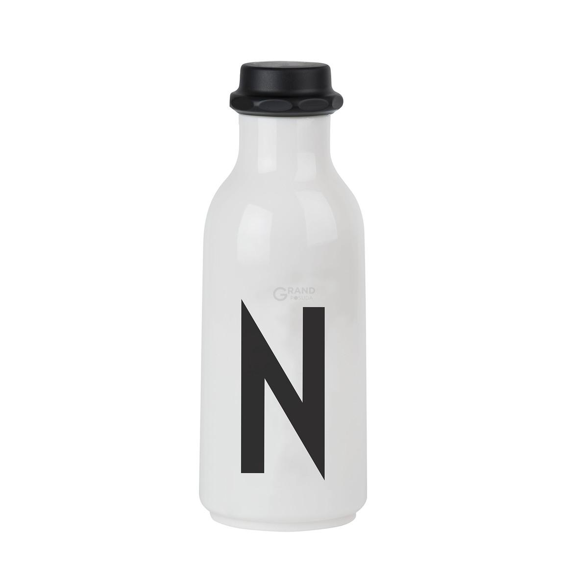 Design Letters Бутылка N 500 мл черно-белая Wasserflasche von A-Z | https://grandposuda.com.ua