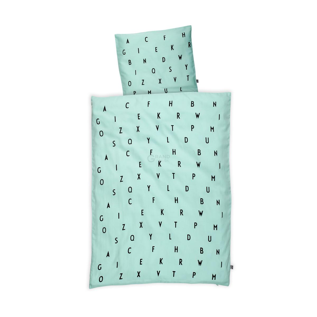 Design Letters Детское постельное белье 100x70 см мятно-зеленое AJ Babybettwasche | https://grandposuda.com.ua