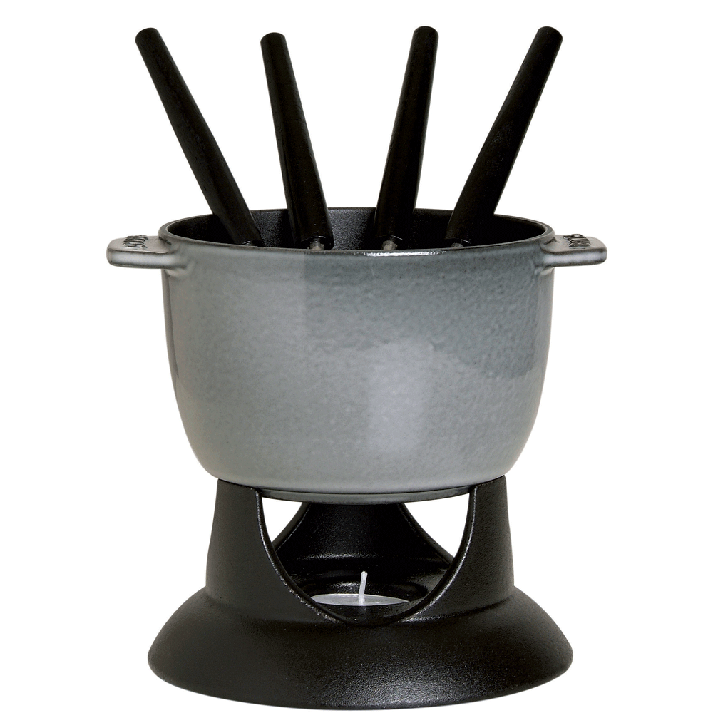 Staub Набор для фондю Petite 0.7 л, 9 предметов Graphite Grey | https://grandposuda.com.ua