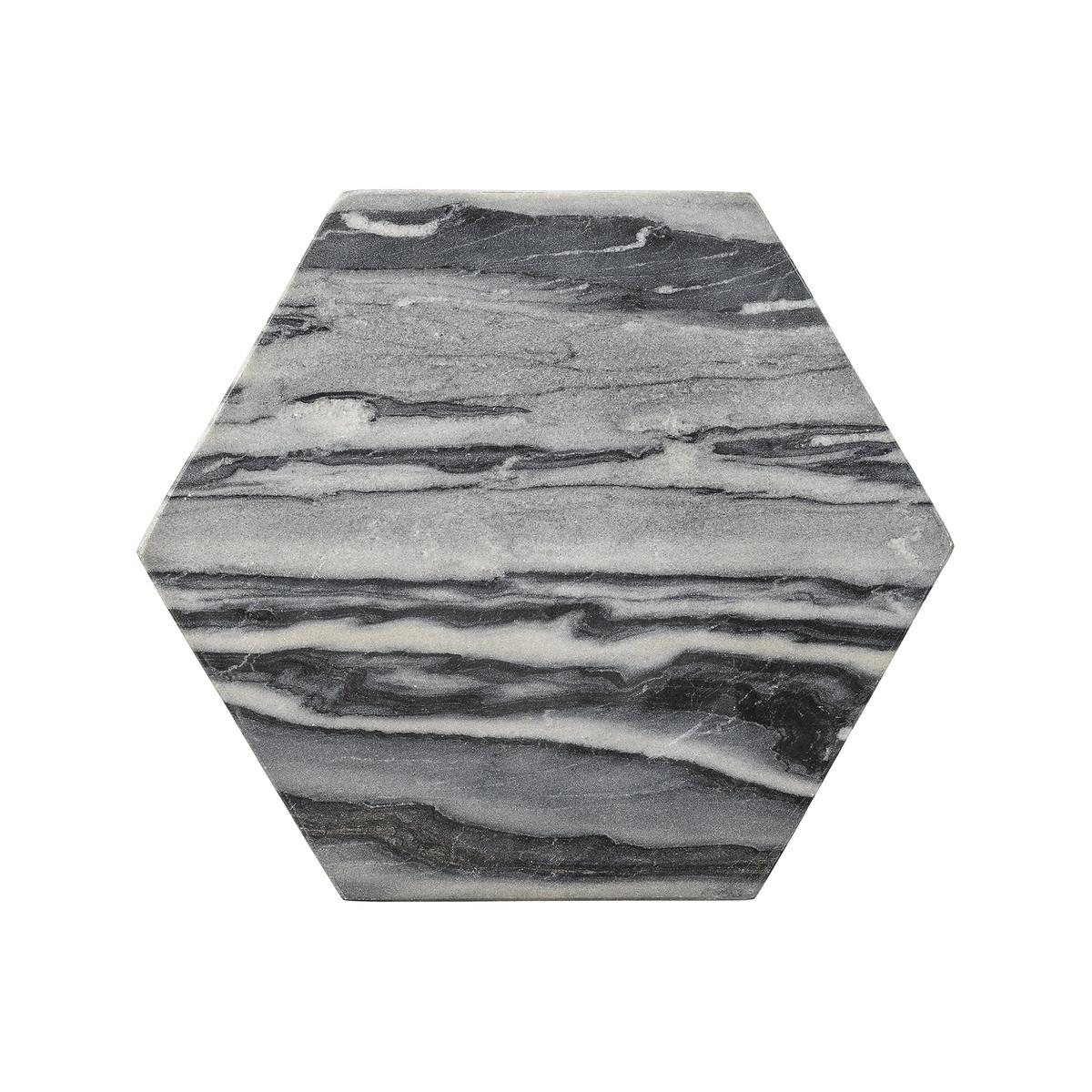 Bloomingville Подставка 1x30x30 см серая Marmor-Platte Hexagon | https://grandposuda.com.ua
