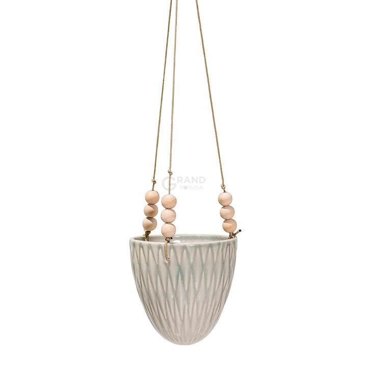 Bloomingville Висячая корзина 15x80x14 см бежевая Blumenampel | https://grandposuda.com.ua