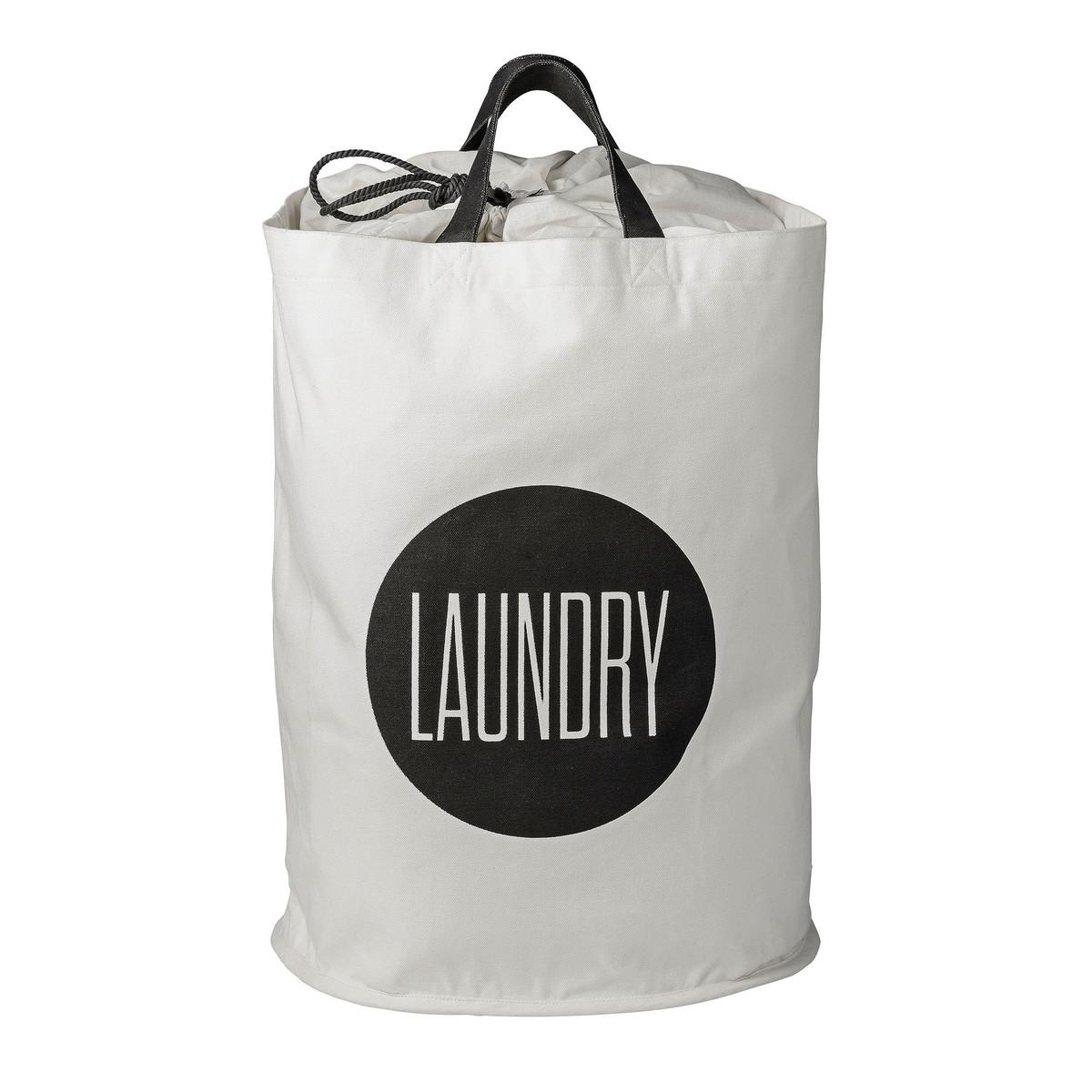 Bloomingville Мішок для білизни 50x40 см білий / чорний Waeschesack | https://grandposuda.com.ua