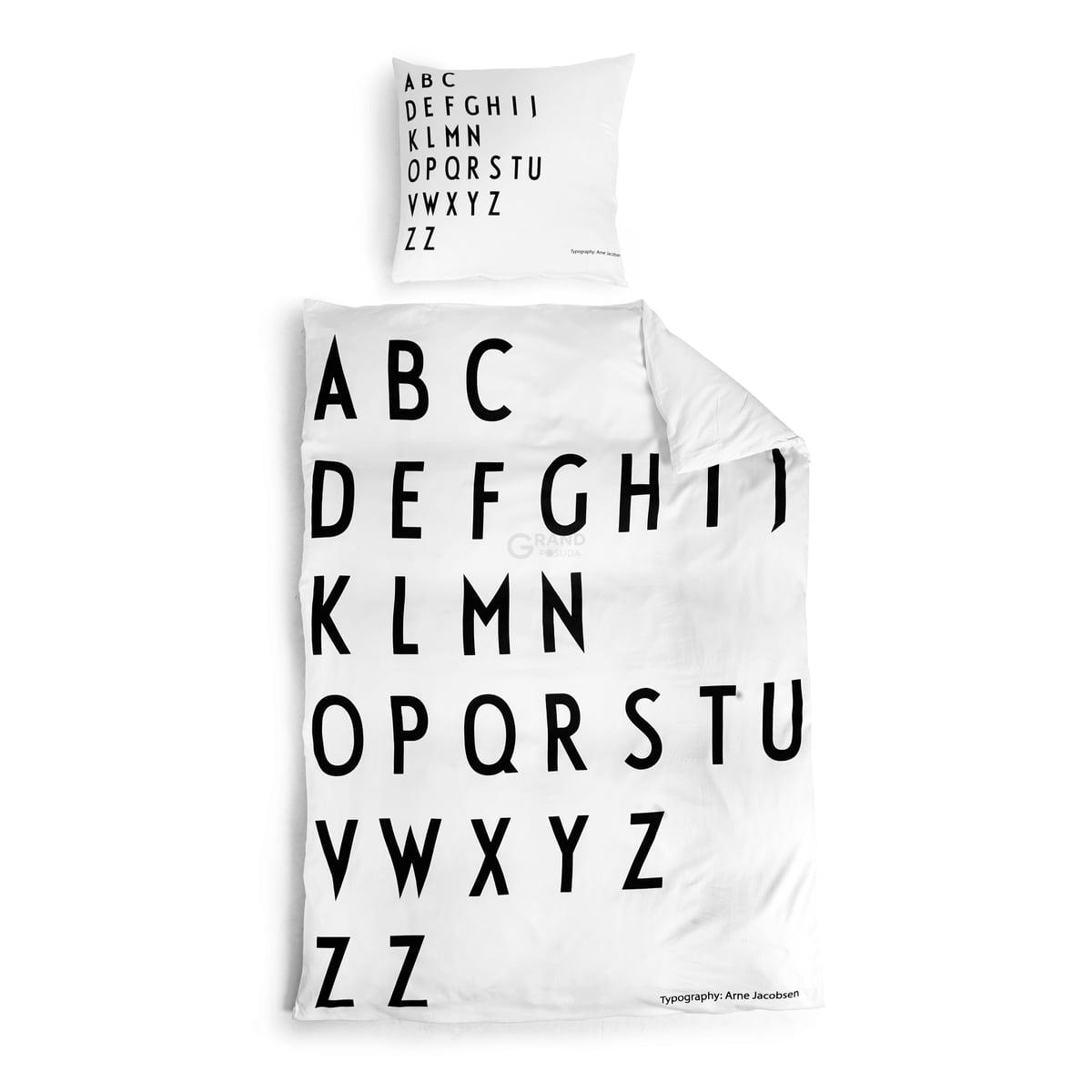 Design Letters Постільна білизна 140x200 см чорно-біле ABC Bettwasche | https://grandposuda.com.ua