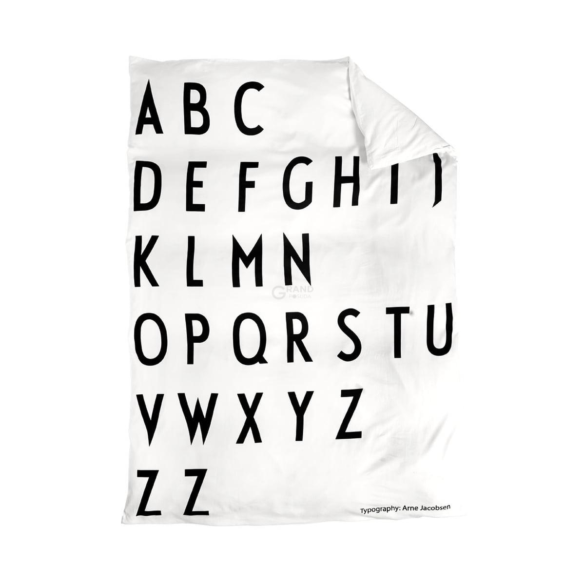Design Letters Підодіяльник 140x200 см чорно-білий ABC Bettwasche | https://grandposuda.com.ua