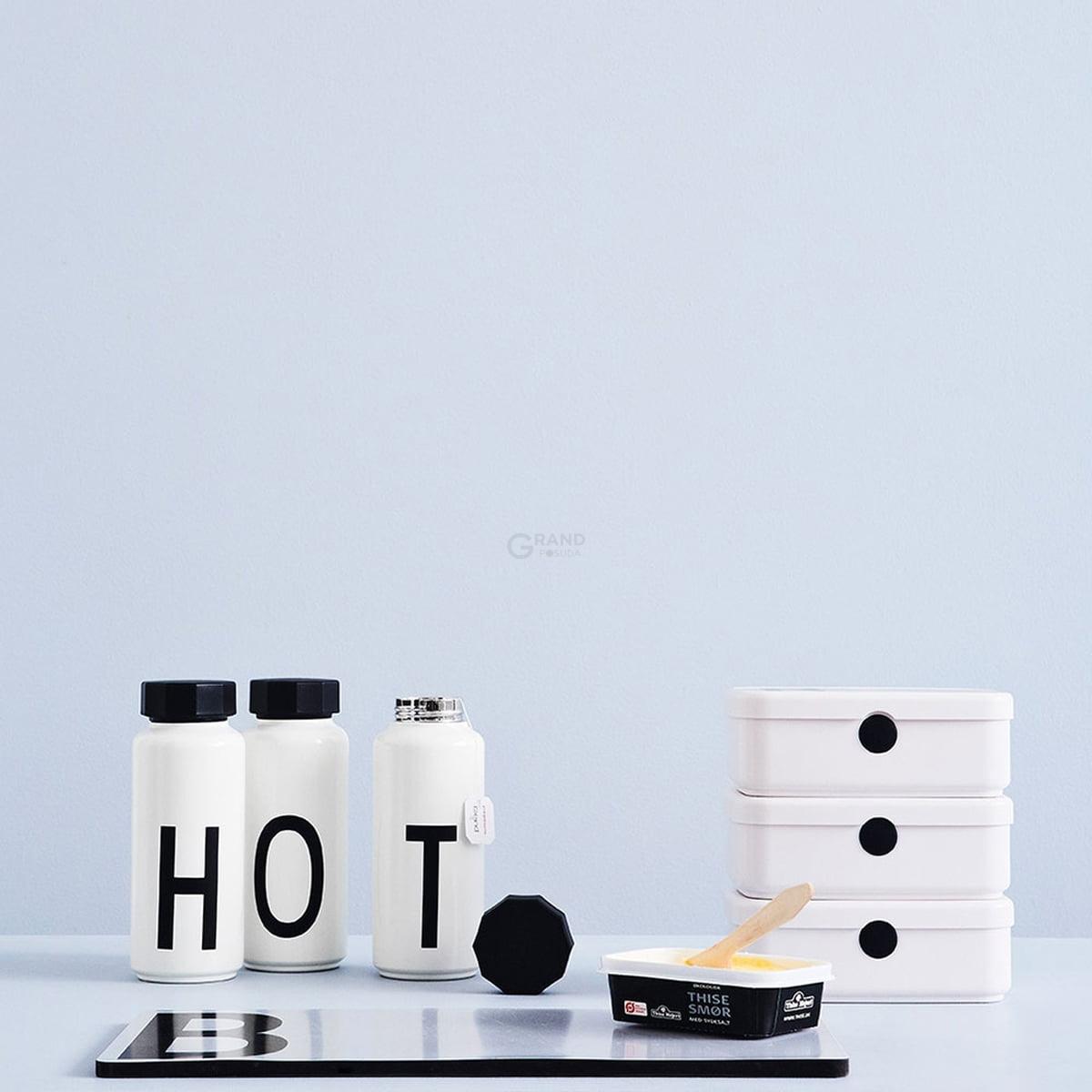 Design Letters Ланч-бокс Y 6,5x11x18 см черно-белый Personal Lunch Box | https://grandposuda.com.ua