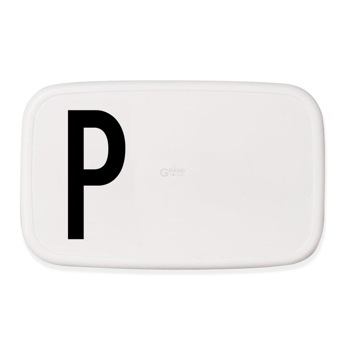 Design Letters Ланч-бокс P 6,5x11x18 см чорно-білий Personal Lunch Box | https://grandposuda.com.ua
