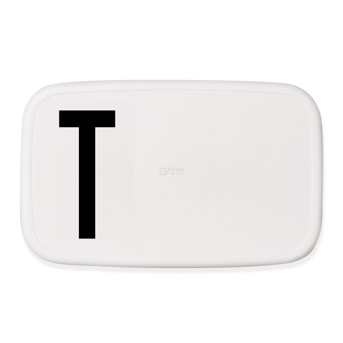 Design Letters Ланч-бокс T 6,5x11x18 см чорно-білий Personal Lunch Box | https://grandposuda.com.ua