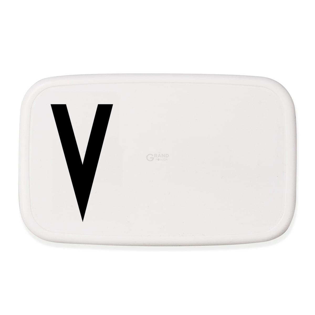 Design Letters Ланч-бокс V 6,5x11x18 см чорно-білий Personal Lunch Box | https://grandposuda.com.ua