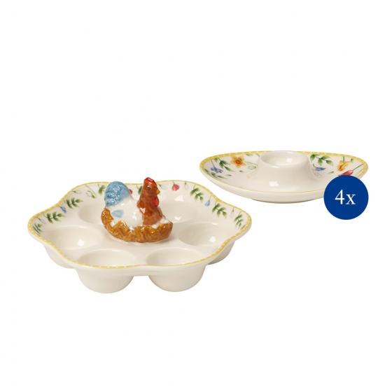 Villeroy & Boch Тарелка для яиц и подставка для яйца, набор 4 предмета Spring Awakening | https://grandposuda.com.ua