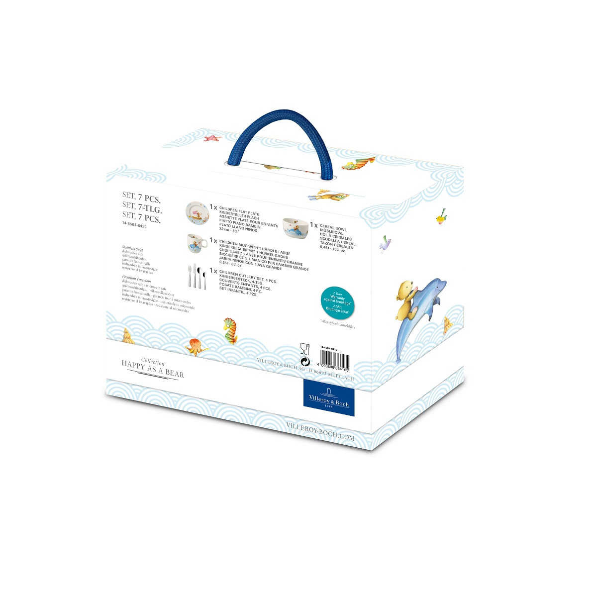 Villeroy & Boch Дитячий набір посуду 7 предметів в подарунковій упаковці Happy as a Bear | https://grandposuda.com.ua