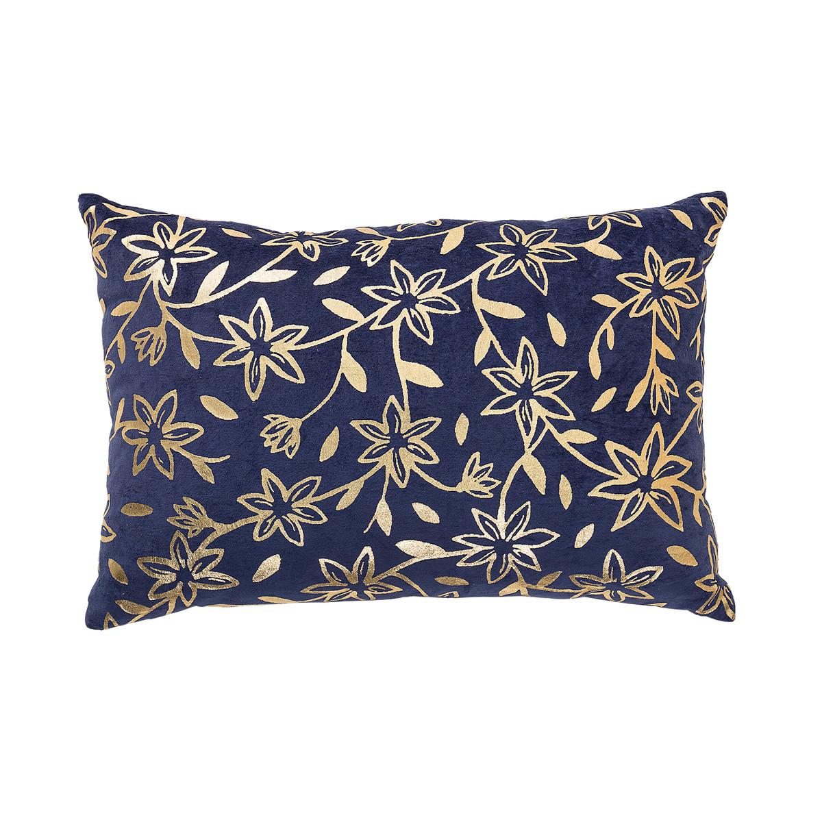 Bloomingville Подушка 12x40x60 см синя ніч Leinenkissen | https://grandposuda.com.ua