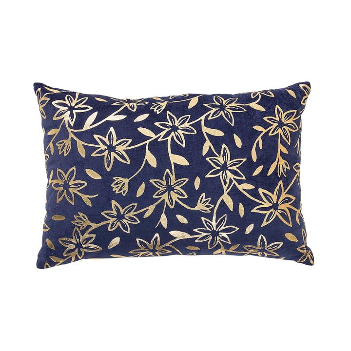 Bloomingville Подушка 12x40x60 см синя ніч Leinenkissen | https://grandposuda.com.ua
