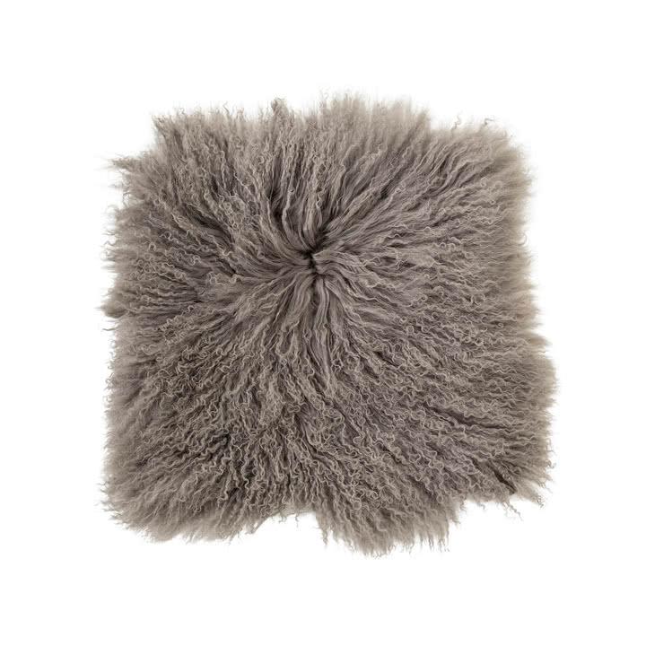 Bloomingville Декоративна подушка 12x40x40 см сіра Lammfell-Kissen | https://grandposuda.com.ua