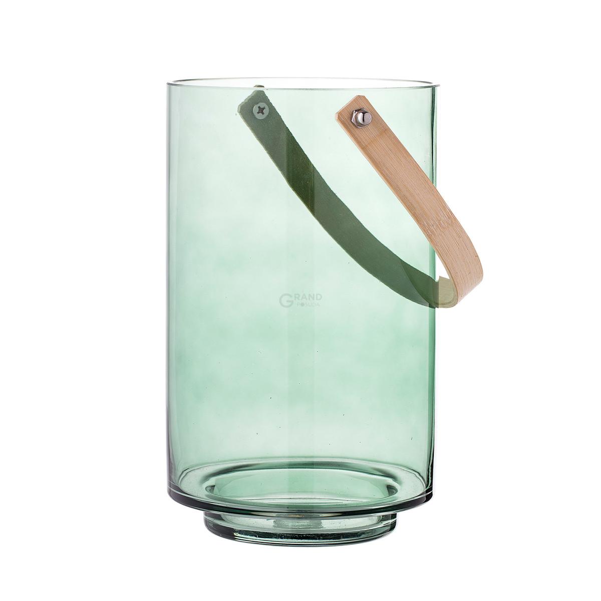 Bloomingville Посудина 25x15 см зелений GlasLaterne mit Henkel | https://grandposuda.com.ua