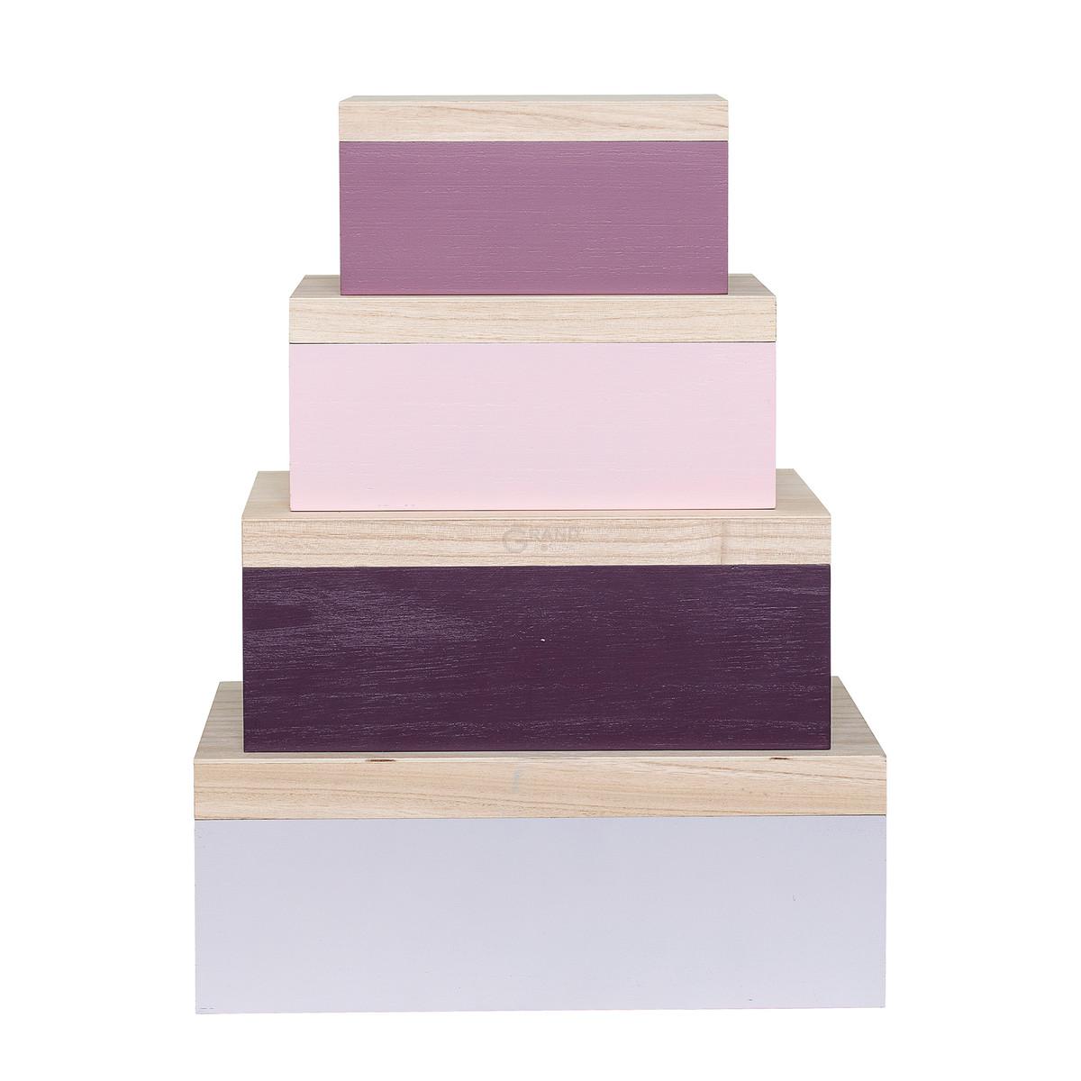 Bloomingville Ящики 13x25x35 см розовые HolzBoxen (4erSet) | https://grandposuda.com.ua