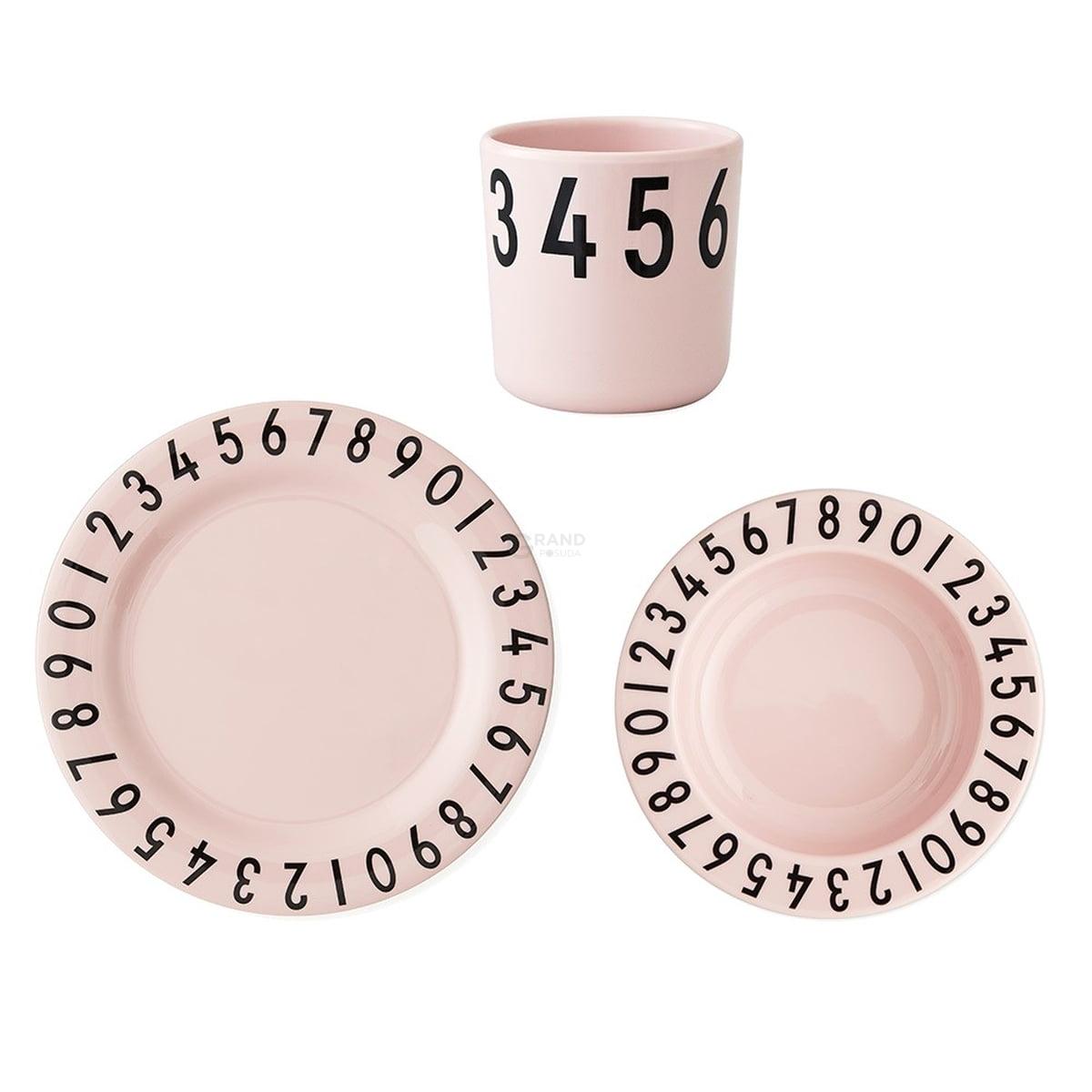 Design Letters Дитячий набір рожевий Melamingeschirr-Set The Numbers | https://grandposuda.com.ua