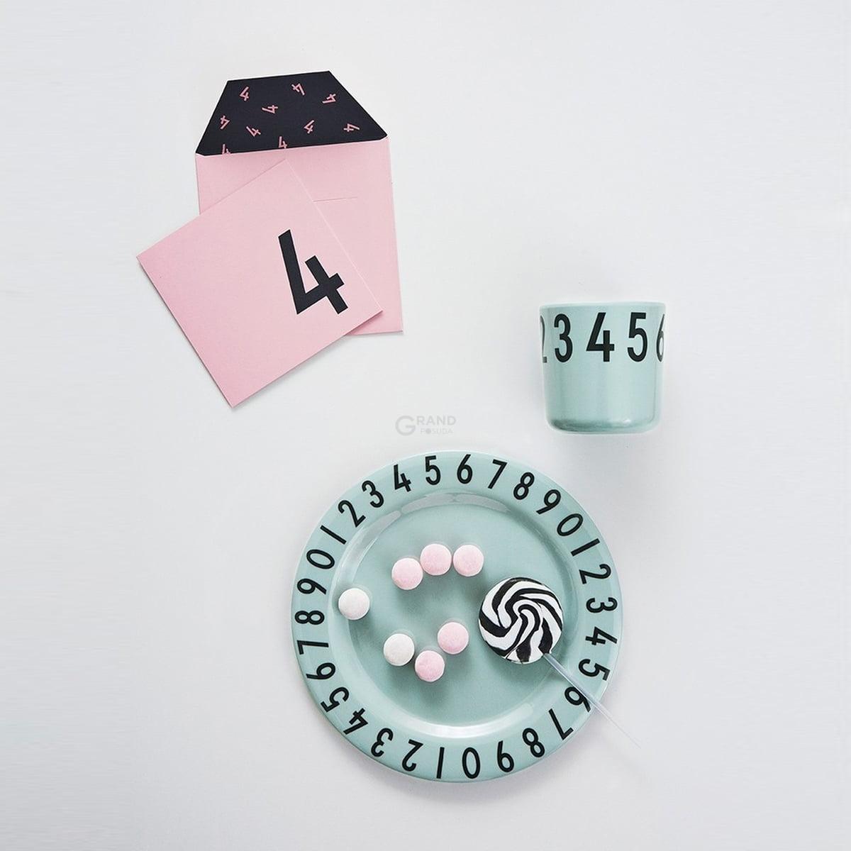 Design Letters Дитячий набір зелений Melamingeschirr-Set The Numbers | https://grandposuda.com.ua
