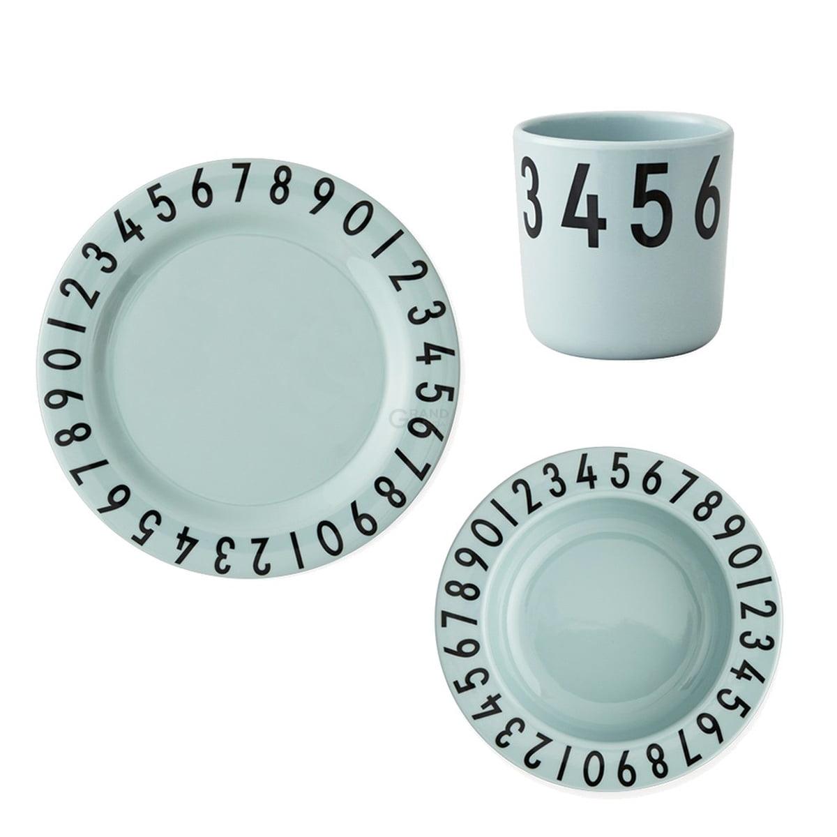 Design Letters Дитячий набір зелений Melamingeschirr-Set The Numbers | https://grandposuda.com.ua
