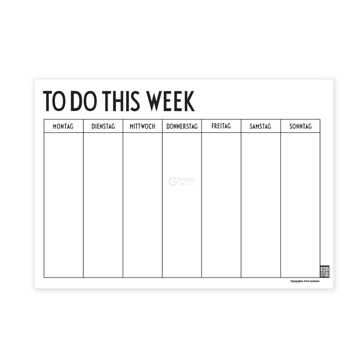 Design Letters Календар 29,7x21 см німецький білий Weekly Planner | https://grandposuda.com.ua
