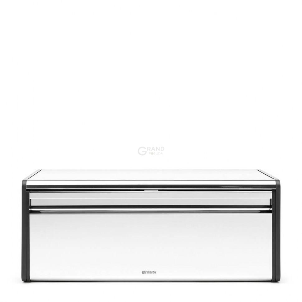 Brabantia Хлебница с поднимающейся крышкой 18,7х46,5х25 см глянцевая стальная с черными боковинами | https://grandposuda.com.ua