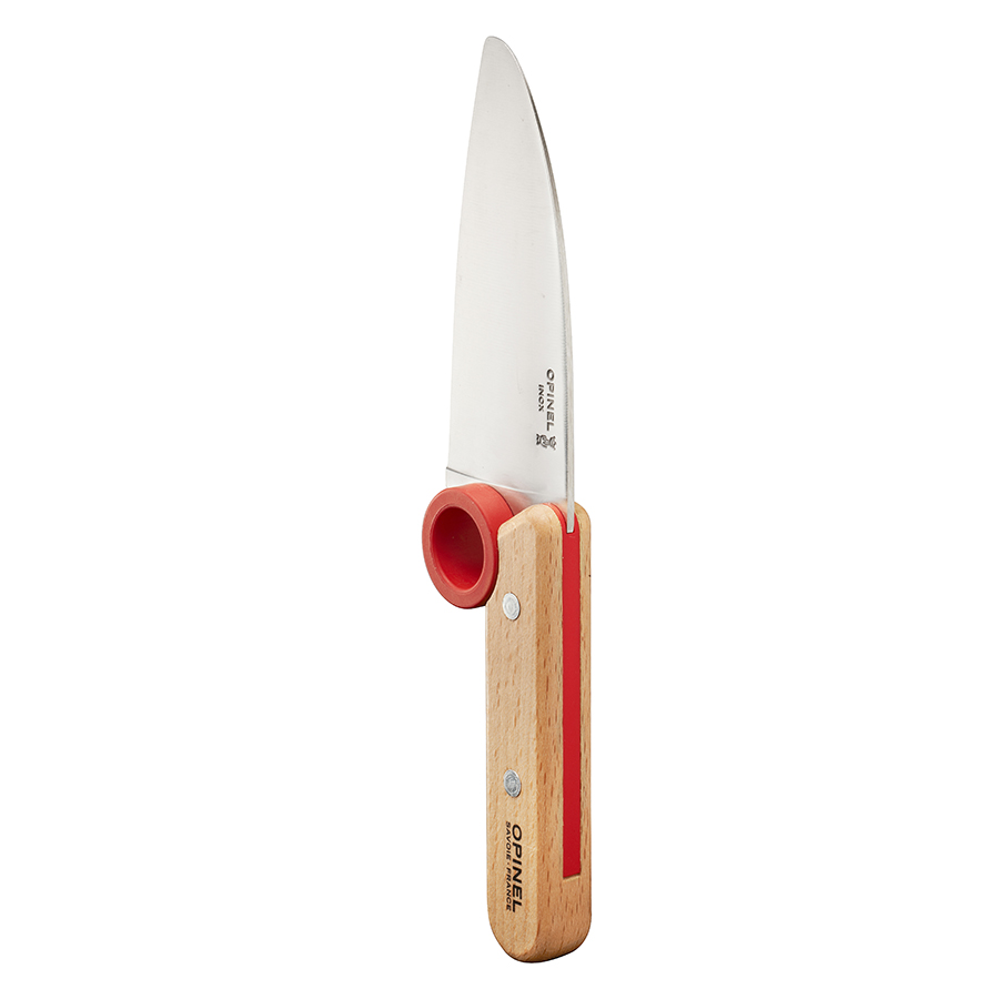 Opinel Кухонный нож и защита для пальцев 4,41х0,76х1,69 см красные Le petit chef | https://grandposuda.com.ua