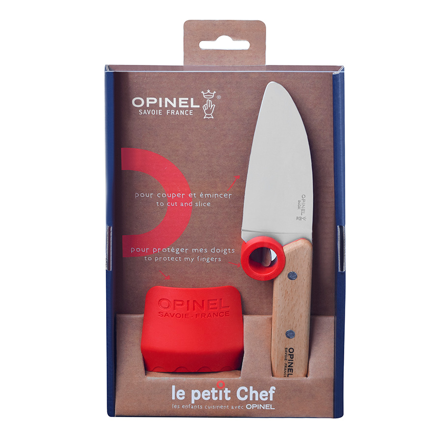 Opinel Кухонний ніж та захист для пальців 4,41х0,76х1,69 см червоні Le petit chef | https://grandposuda.com.ua