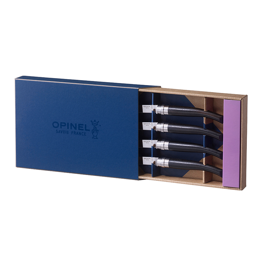 Opinel Набір з 4 кухонних ножів 10 см металік / чорний Table Chic | https://grandposuda.com.ua