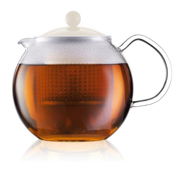 Bodum Заварочный чайник с пластиковой крышкой белой, 1 л, Assam | https://grandposuda.com.ua